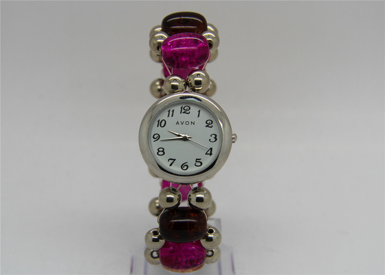 Perlenarmbanduhren für Frauen mit elastischem Bügel, Damen kleiden Uhren