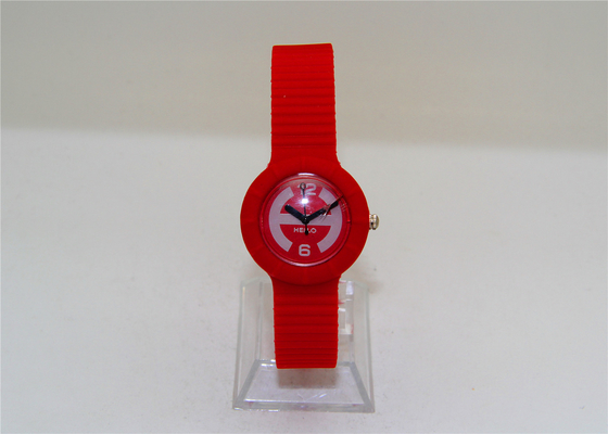Analoge Uhren der roten Plastikmädchen der runden Form scherzt Silikonuhren