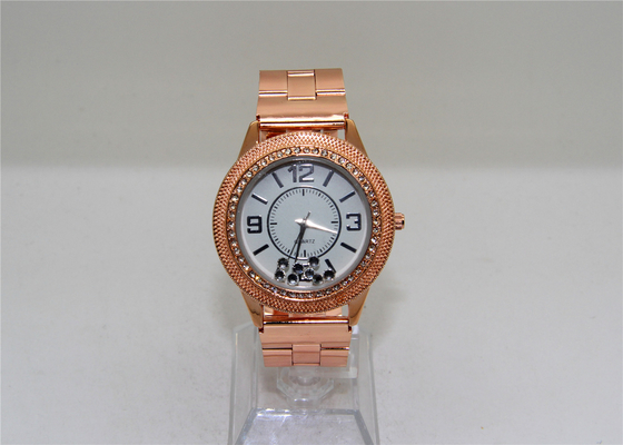 Berufs-rosafarbene Gold18k diamant-Quarz-Uhr für Frauen eco freundlich